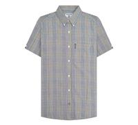 Lambretta Mens Houndstooth Short Sleeve Shirt - White/Black/Gold - M