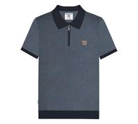 Lambretta Men's Knitted Quarter Zip Polo Shirt in Navy | Size: XL Lambretta Navy XL