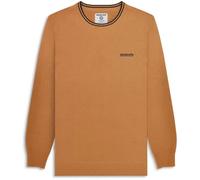 Lambretta Mens Knitted Tipped Jumper - Tobacco/Cream - XL