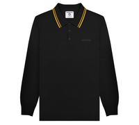 Lambretta Mens Knitted Tipped Long-Sleeved Polo Shirt - Black/Gold - 4XL - Black/Gold