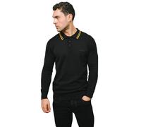 Lambretta Men's Knitted Tipped Long-Sleeved Polo Shirt in Black | Size: Large Lambretta Black L