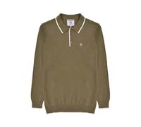 Lambretta Mens Long Sleeve Top Knitted Polo Shirt Lichen Green S