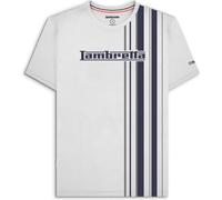 Lambretta Mens Multi Stripe Short Sleeve T-Shirt - White/Navy/Grey - XL