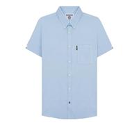 Lambretta Mens Oxford Shirt Short Sleeve Shirt - Sky Blue - 3XL