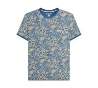 Lambretta Mens Paisley Brand Short Sleeve T-Shirt - Dark Blue/Cream - M