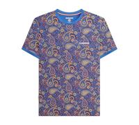 Lambretta Mens Paisley Brand Short Sleeve T-Shirt - Dark Blue/Sand - 3XL
