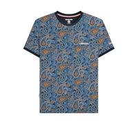 Lambretta Mens Paisley Brand Short Sleeve T-Shirt - Navy/Tobacco - L