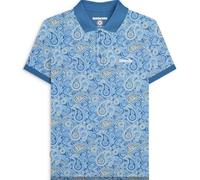 Lambretta Mens Paisley Brand Three Button Polo Shirt - Dark Blue - S