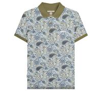 Lambretta Mens Paisley Brand Three Button Polo Shirt - Khaki/Navy - S
