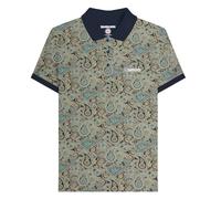 Lambretta Mens Paisley Brand Three Button Polo Shirt - Navy/Cameo Blue - 4XL