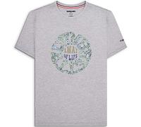 Lambretta Mens Paisley Roundel Short Sleeve Crew Neck T-Shirt - Grey Marl - 3XL