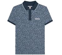 Lambretta Mens Paisley Tonal Polo Shirt Big & Tall Smart - Navy/Dusky Blue - 5XL