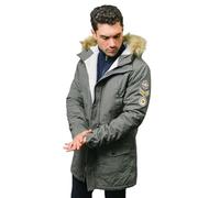 Lambretta Mens Parka Faux Fur Hooded Jacket - Granite - 2XL