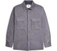 Lambretta Mens Plain Brushed Flannel Long Sleeve Shaket Overshirt - Charcoal