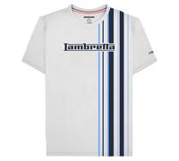 Lambretta Mens Racing Stripe Logo Retro T Shirts (UK, Alpha, XXL, Regular, Regular, White)
