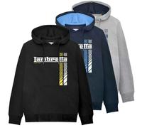 Lambretta Mens Racing Stripe Pull Over Sweatshirt Hooded Hoodie - Black - 2XL