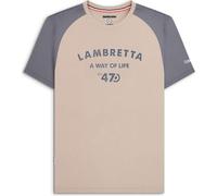 Lambretta Mens Raglan 47 Short Sleeve T-Shirt - Stone - 4XL
