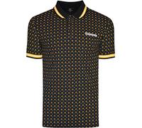 Lambretta Mens Retro All Over Geo Pattern Short Sleeve Polo Shirt 7164 - Black (Large)