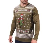 Lambretta Mens Scooter Christmas Jumper Festive Sweater Scooter - Khaki - L