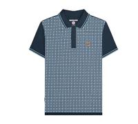 Lambretta Men's SS24 Houndstooth Polo Shirt in Navy | Size: Large Lambretta Navy L