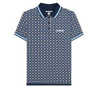 Lambretta Mens SS25 Geometric Big & Tall Polo Shirt (3XL) (Navy/Azure Blue)