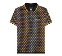 Lambretta Men's SS25 Geometric Polo Shirt in Black | Size: 3XL Lambretta Black 3XL