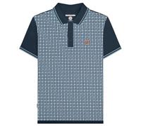 Lambretta Mens SS25 Houndstooth Big & Tall Polo Shirt (XXL) (Navy)
