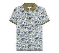 Lambretta Mens SS25 Paisley Branded Big & Tall Polo Shirt (5XL) (Khaki Green/Navy)