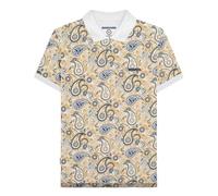 Lambretta Mens SS25 Paisley Branded Big & Tall Polo Shirt (5XL) (White/Navy)
