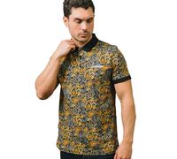 Lambretta Men's SS25 Paisley Branded Polo Shirt in Black | Size: Large Lambretta Black L