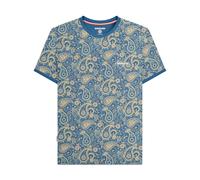 Lambretta Mens SS25 Paisley T-Shirt - Dark Blue/Cream - XXL - Dark Blue/Cream