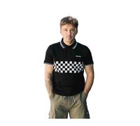 Lambretta Men's SS25 Two Tone Tipped Polo Shirt in True Black | Size: Large Lambretta True Black L