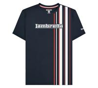 Lambretta Mens Striped Logo Crew Neck T Shirt Navy Size X Large
