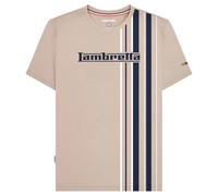 Lambretta Mens Striped Logo Crew Neck T Shirt (UK, Alpha, M, Regular, Regular, Stone)
