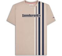 Lambretta Mens Striped Logo Crew Neck T Shirt (UK, Alpha, S, Regular, Regular, Stone)