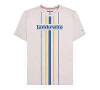 Lambretta Mens Striped Retro Short Sleeve T-Shirt(White Cap Grey) Size XL