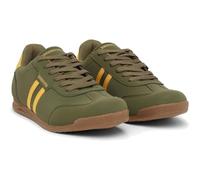 Lambretta Mens Tackle Retro Low Rise Mod Trainers - Khaki/Gold - 6 UK