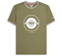 Lambretta Mens Target Print Ringer Short Sleeve T-Shirt - Khaki/Grey - 4XL