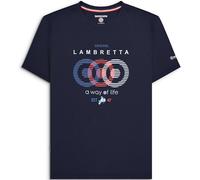 Lambretta Mens Target Vison Short Sleeve Crew Neck Cotton T-Shirt Top Tee - Navy