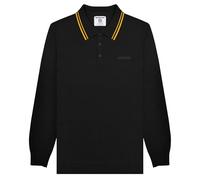 Lambretta Mens Tipped Long Sleeve Mod Polo Shirt Collar Top - Black/Gold - XL