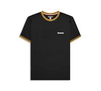 Lambretta Mens Tipped Pique Cotton Crew Neck T-Shirt - Black/Gold - 2XL