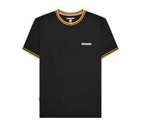 Lambretta Mens Tipped Pique Cotton Crew Neck T-Shirt - Black/Gold - L