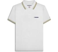 Lambretta Mens Twin Tipped Polo Shirt - White/Cashew - M