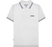 Lambretta Mens Twin Tipped Polo Shirt - White/Red/Azure - XL