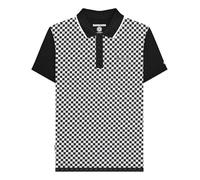 Lambretta Mens Two Tone All Over Print Short Sleeve Polo Shirt - Black - 2XL