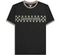 Lambretta Mens Two Tone Ringer Crew Neck Retro T-Shirt - Black/Khaki - S