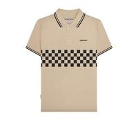 Lambretta Mens Two Toned Tipped Checked Polo Shirt - Stone/Black - L