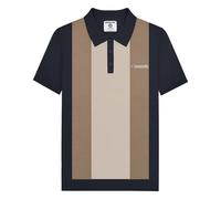 Lambretta Men's Vertical Stripe Knitted Polo Shirt in Light Brown | Size: 3XL Lambretta Light Brown 3XL
