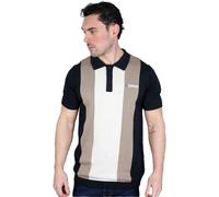 Lambretta Men's Vertical Stripe Knitted Polo Shirt in Light Brown | Size: 4XL Lambretta Light Brown 4XL