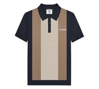 Lambretta Mens Vertical Stripe Knitted Short Sleeve Polo Shirt